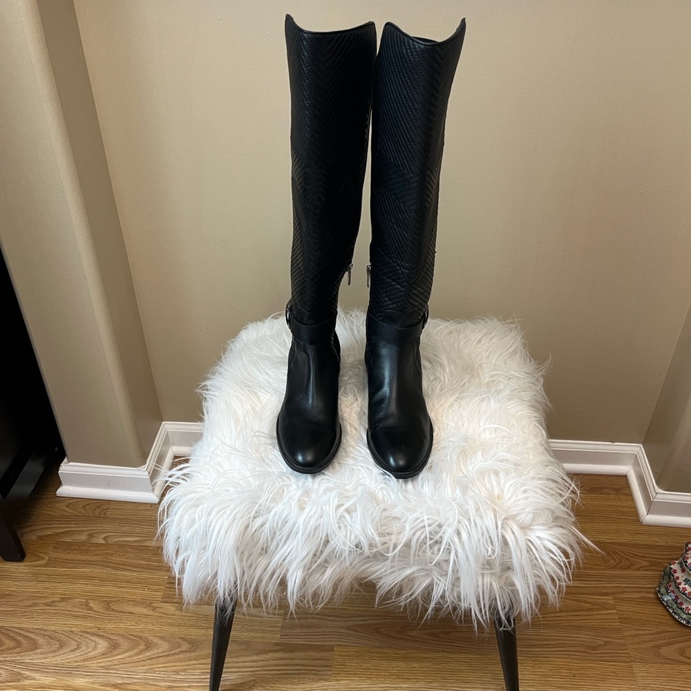 Vince Camuto Black Leather / Stretch Boots